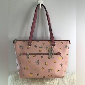 Coach Gallery Tote Pink Dandelion Floral Design Pristine